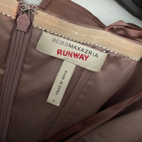 BCBGMaxAzria RUNWAY 100% Silk Strapless Empire Waist Dress Size 2 - Picture 4 of 8